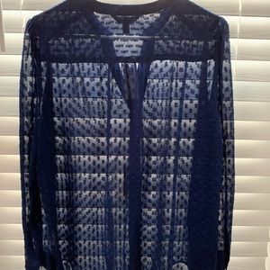 Banana Republic - petite large - Sheer navy with Swiss dot - NWT